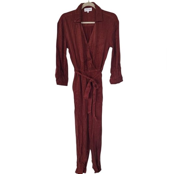 Bella Dahl silk utility jumpsuit in brick • XS - Picture 1 of 6